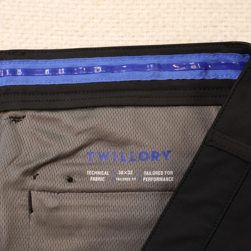 Twillory Mens 38x32 Performance Pants Black Technical Fabric Tailored TSS20PCP